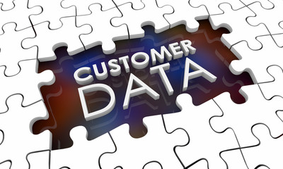 Fototapeta premium Customer Data Incomplete Puzzle Pieces Hole Gap 3d Illustration