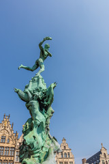 Obraz premium Antwerp, Belgium - APRIL 7, 2019: Brabo fountain, center of Antwerp.
