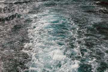 Boat Wave ocean trace on blue sea Red Sea Seashore Egypt background.