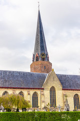Fototapeta na wymiar Watou, Belgium - APRIL 6, 2019: Church in Watou
