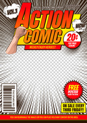 comic cover template background, flyer brochure speech bubbles, doodle art, Vector illustration, you can place relevant content on the area.