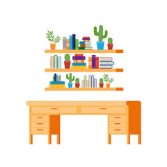 wooden drawer with stack of books in white background