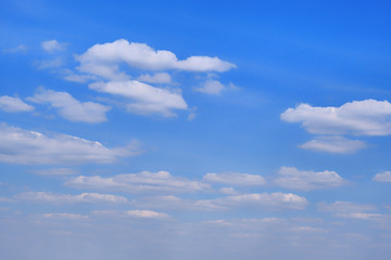 White Cumulus clouds in clear weather. The sky on a Sunny summer day. Background clouds on blue sky.