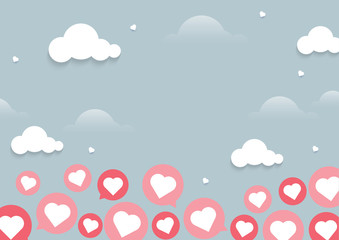 Illustration of heart flying on light background with chat concept