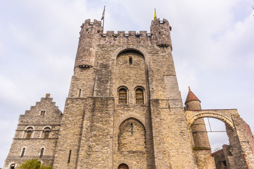 Fototapeta premium Ghent, Belgium - APRIL 6, 2019: Gravensteen. Medieval castle at Ghent.