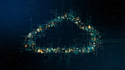 Internet of things IOT mobile data network connectivity information technology - Conceptual 3D render