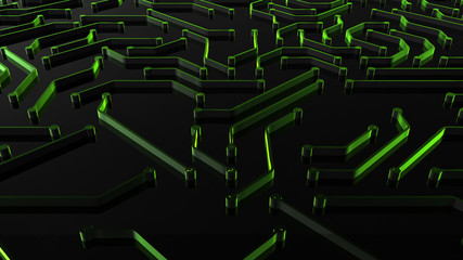 Circuit Board Technology Tree Pattern Electronics Data Transfer - Conceptual 3D Render Graphic