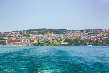 View of Lausanne city taken from Geneva Lake