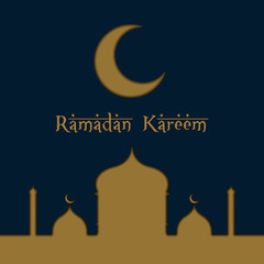 Ramadam Kareem poster with a traditional arabic building - Vector