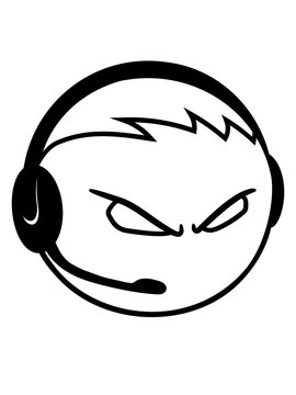 nerd gamer headset geek zocken spielen computer kreis logo kopf gesicht freak computerspiele spa&szlig; hobby cool design kerl junge