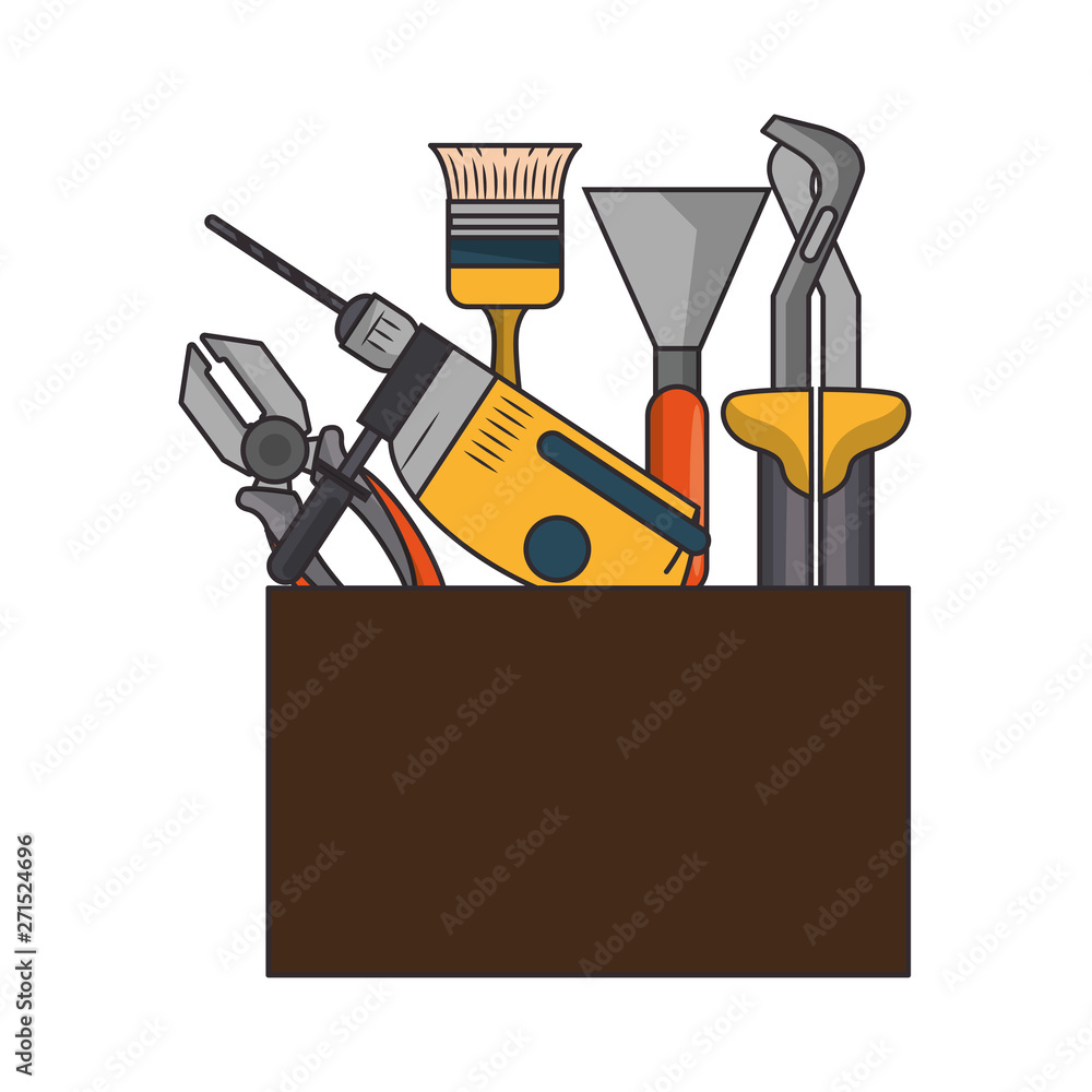 Wall mural tools set collection workshop icons cartoon