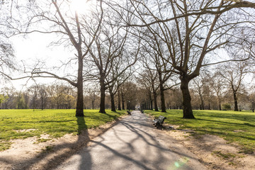 Fototapeta na wymiar London, England - APRIL 1, 2019: Hyde Park in London, England