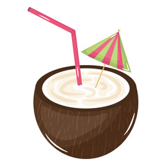 tropical coconut cocktail summer icon