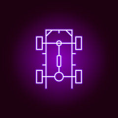 chassis car outline icon in neon style. Elements of car repair illustration in neon style icon. Signs and symbols can be used for web, logo, mobile app, UI, UX