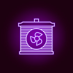 radiator car outline icon in neon style. Elements of car repair illustration in neon style icon. Signs and symbols can be used for web, logo, mobile app, UI, UX