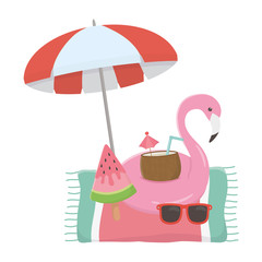 Flamingo float and summer icon set design