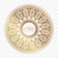 Elegant ornamental mandala background design with gold color 