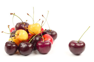 berries cherries on white background