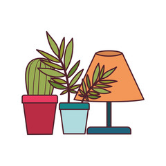 office lamp with houseplant on white background