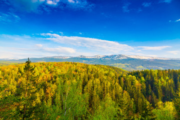 Scenic spring landscape of Giant Mountains - Karkonosze Mounatains, Poland