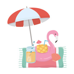 Flamingo float and summer icon set design