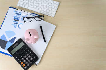 Finance Accounting Calculation calculator  piggy bank and taxes