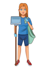 cleaning service person avatar cartoon character
