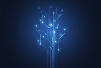 Abstract background with technology circuit board texture. Electronic motherboard illustration. Communication and engineering concept. Vector illustration