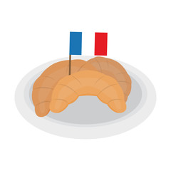 Isolated croissant with a flag of France. Traditional french pastry - Vector