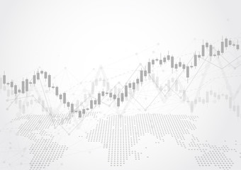 Fototapeta premium Business candle stick graph chart of stock market investment trading on white background design. Bullish point, Trend of graph. Vector illustration