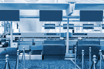 Interior view of airport terminal terminal lobby