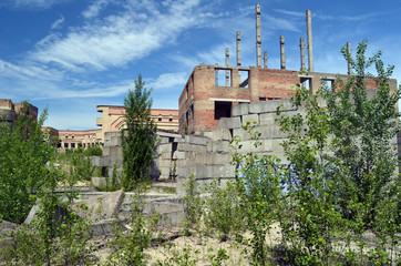 Abandoned construction site of Hospital. Abandoned at 1991,during Ukrainian undependence crisis.  Kiev Region,Ukraine