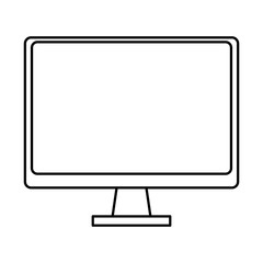 computer icon cartoon isolated black and white