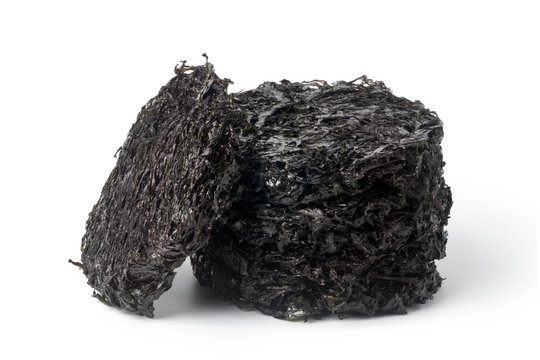 Pile of Chinese dried laver isolated on white background