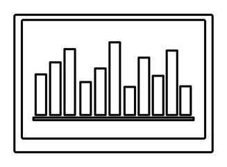 data chart icon cartoon isolated black and white