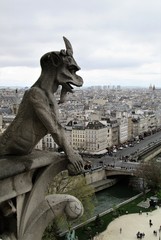 gargoyle overlooking paris, france