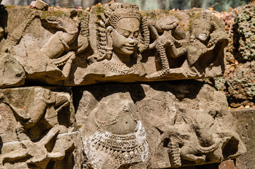 Apsara Closeup Detail of Ta Prohm Temple is The One Attractive Temple In Angkor Thom Area at Siem...