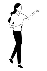 business woman avatar cartoon character black and white