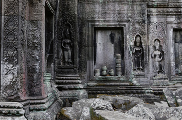 Apsara Decoration Detail of Ta Prohm Temple is The One Attractive Temple In Angkor Thom Area at...
