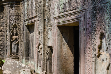 Apsara Decoration Detail of Ta Prohm Temple is The One Attractive Temple In Angkor Thom Area at...