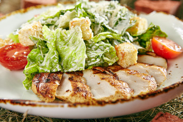 Caesar Salad with Sliced Chicken Fillet