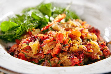 Vegetarian Salad with Baked Vegetables