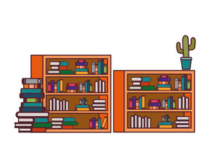 shelving with books in white background