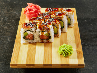 Kanada sushi rolls with eel