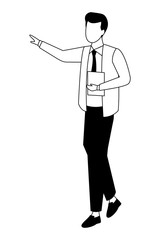 business man avatar cartoon character black and white