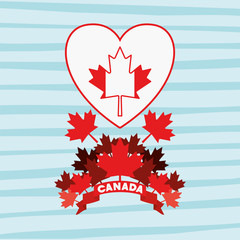 Canada symbol over striped background