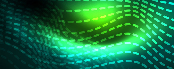Fototapeta premium Shiny neon vector wave line abstract background, motion concept
