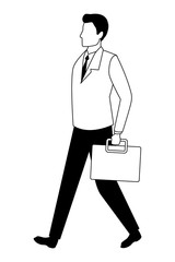 business man avatar cartoon character black and white