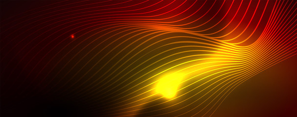 Shiny neon lines techno magic futuristic background, magic energy space light concept, abstract background wallpaper design