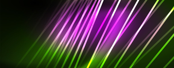 Vector neon light lines concept, abstract background